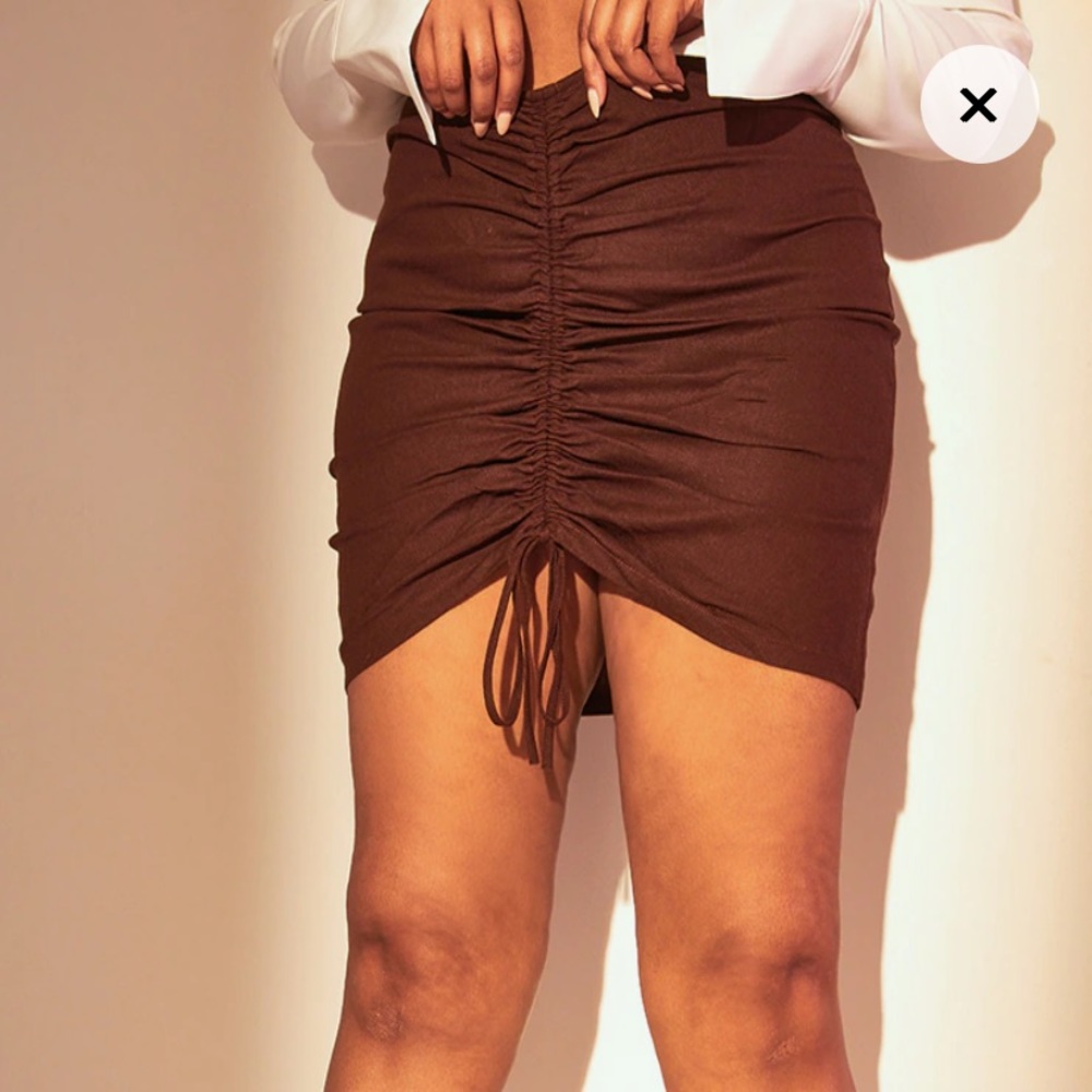 Brown ruched skirt